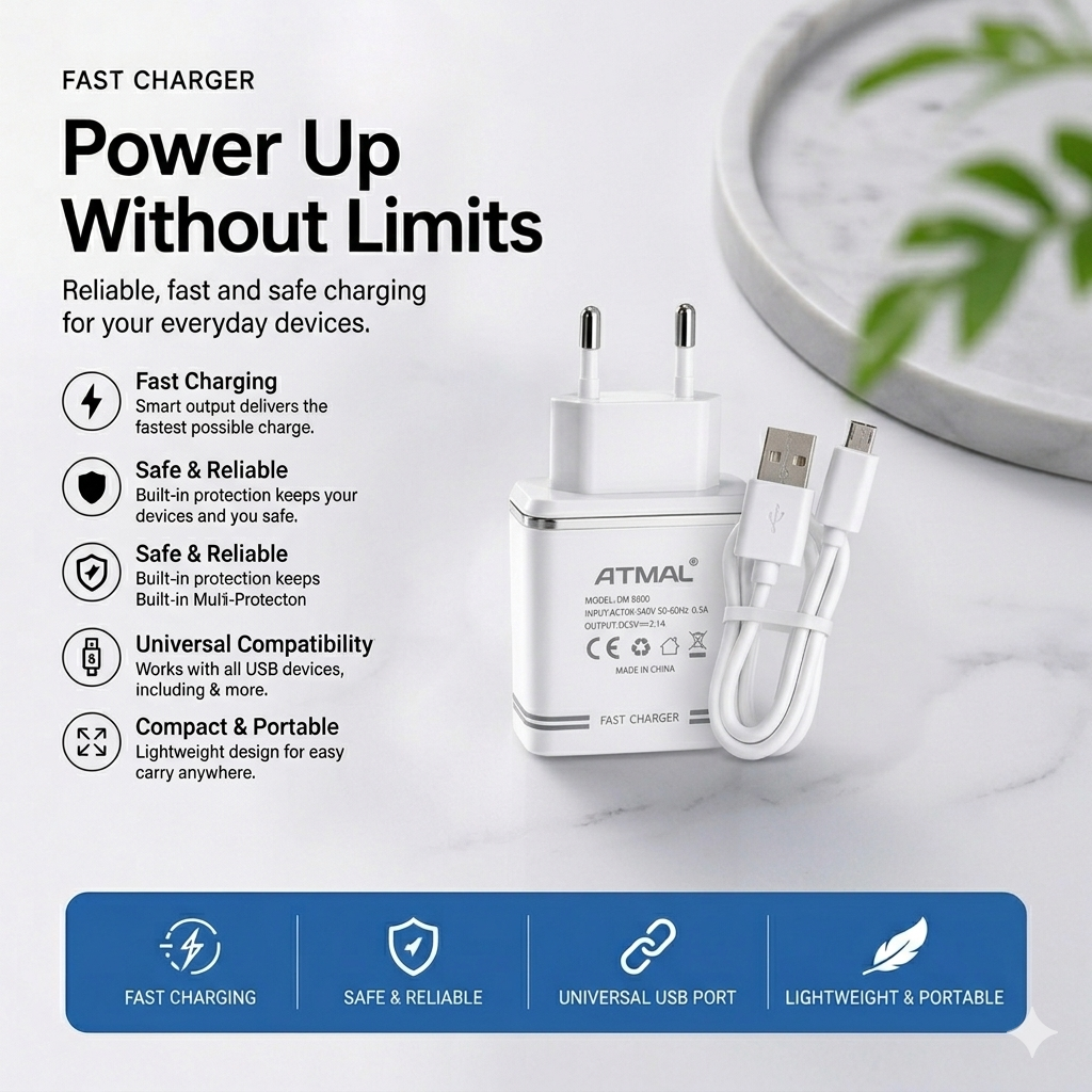 ATMAL DM-8600 Fast Charger & Cable Set